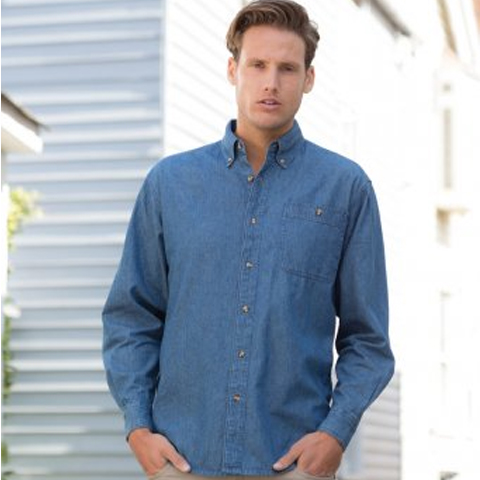 Front Row Long Sleeve Lightweight Denim Shirt