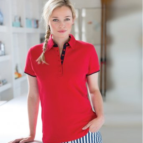 Front Row Ladies Contrast Cotton Piqué Polo Shirt