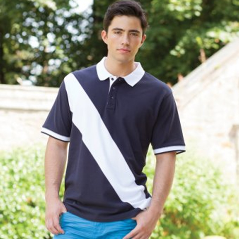 Front Row Diagonal Stripe House Cotton Pique Polo Shirt