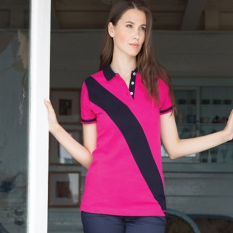 Front Row Ladies Diagonal Stripe House Cotton Pique Polo Shirt