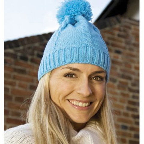 Result Cable Knit Pom Pom Beanie