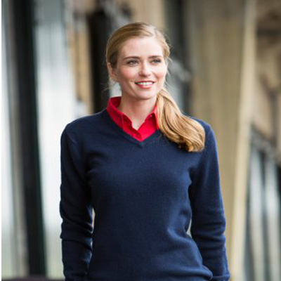 Henbury Ladies Lambswool V Neck Sweater