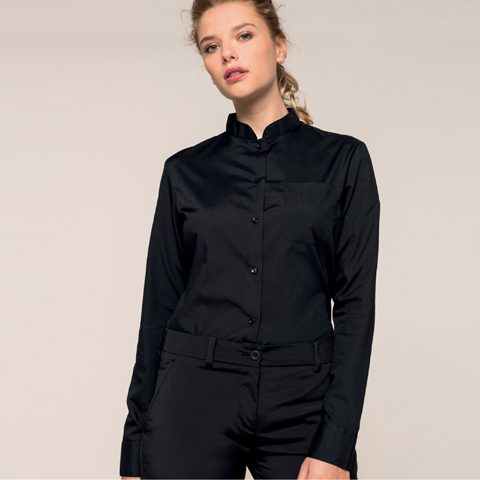 Kariban Ladies Long Sleeve Mandarin Collar Shirt