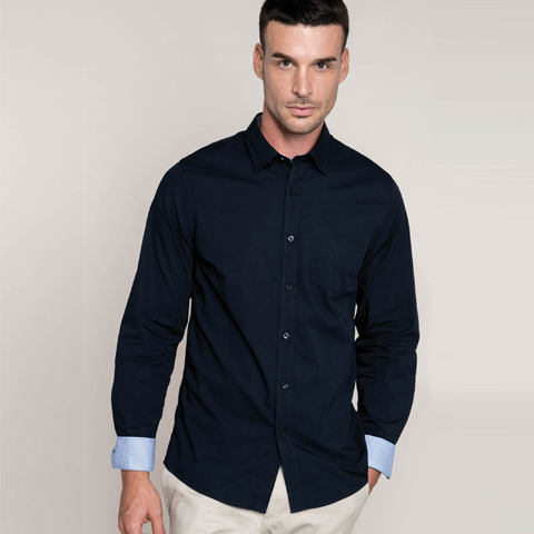 Kariban Long Sleeve Washed Poplin Shirt